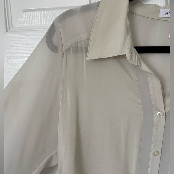 BCBGeneration Chalk Grey Sheer Blouse - Picture 3 of 8